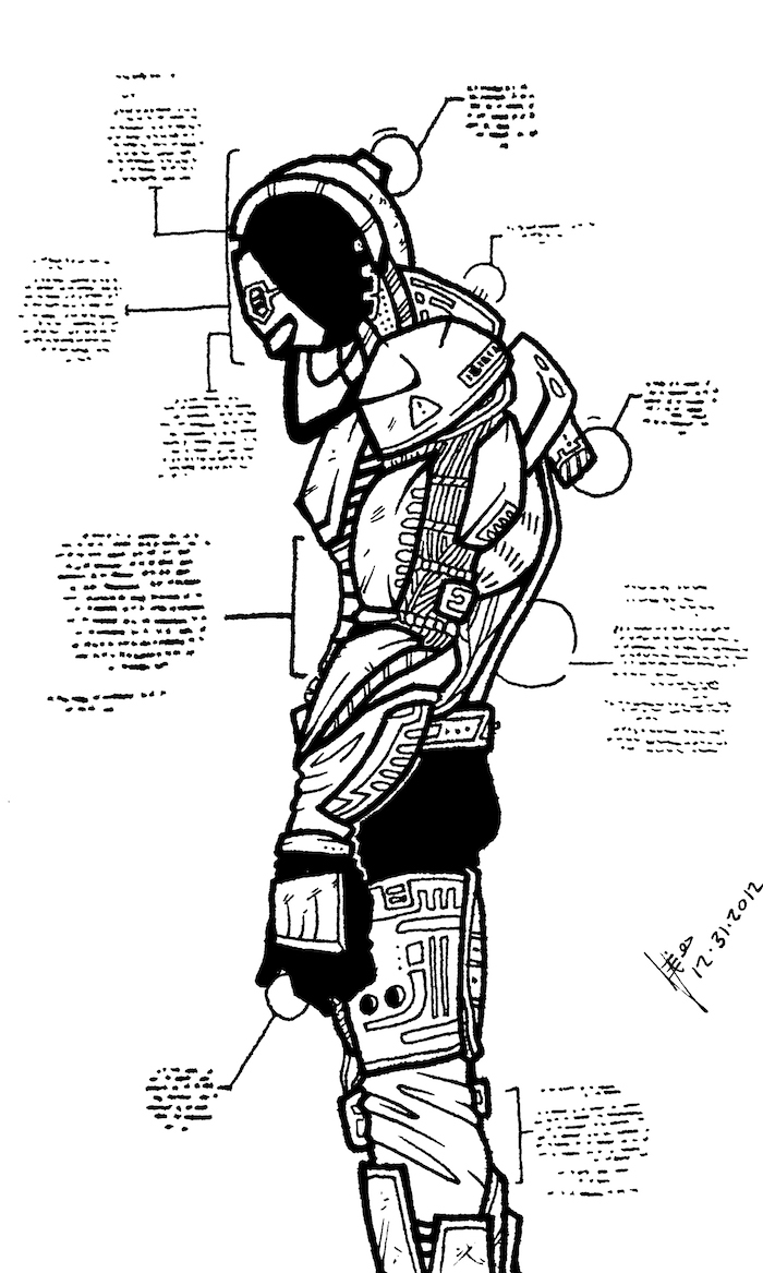 Robot Blueprint Web. Traditional artwork by Neil Saldana-O'Brien.