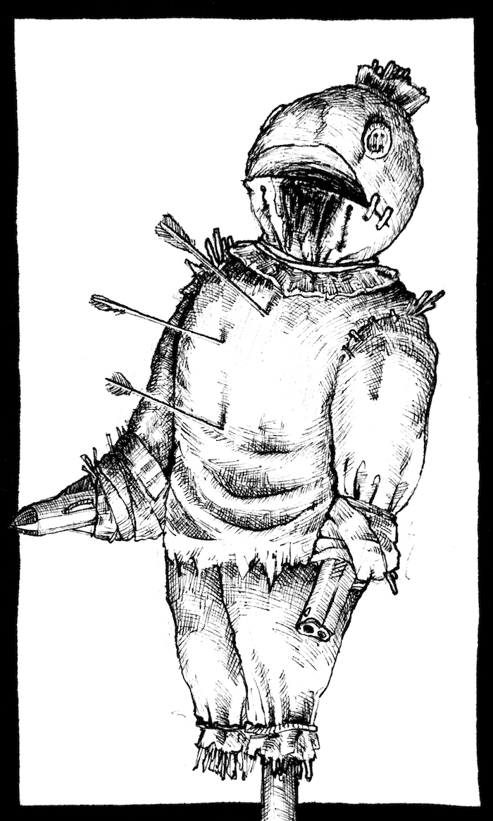 Straw Man Web. Traditional artwork by Neil Saldana-O'Brien.