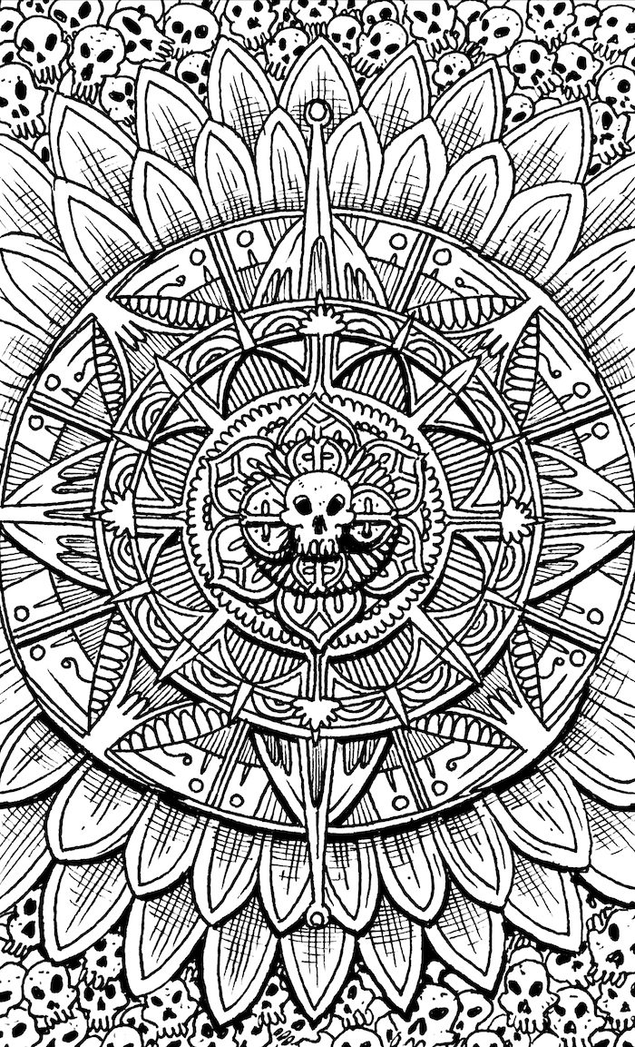 Doubloon De La Muerte Web. Traditional artwork by Neil Saldana-O'Brien.