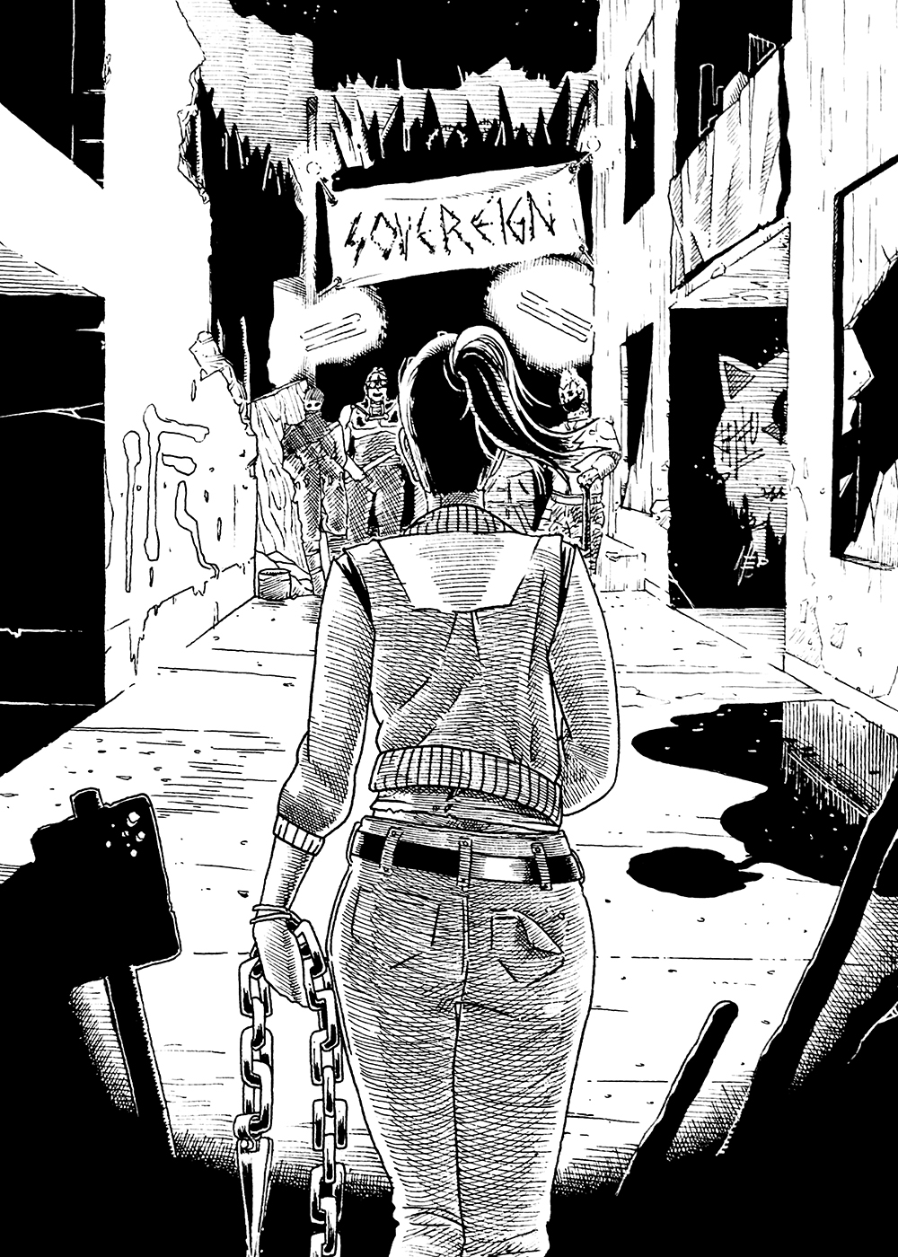No Mercy For the Merciless. Traditional artwork by Neil Saldana-O'Brien.
