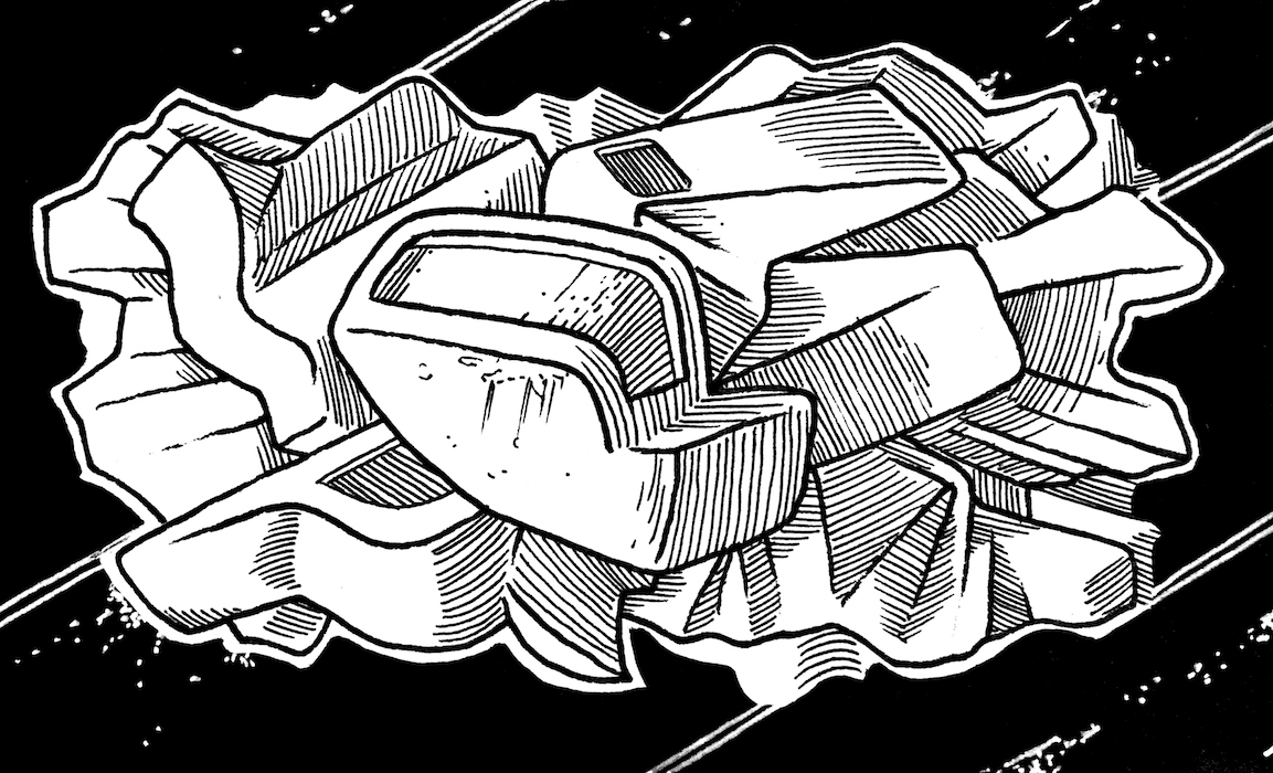 Crumpled Abstract Web. Traditional artwork by Neil Saldana-O'Brien.