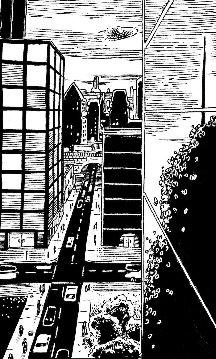Just Visiting Web. Traditional artwork by Neil Saldana-O'Brien.