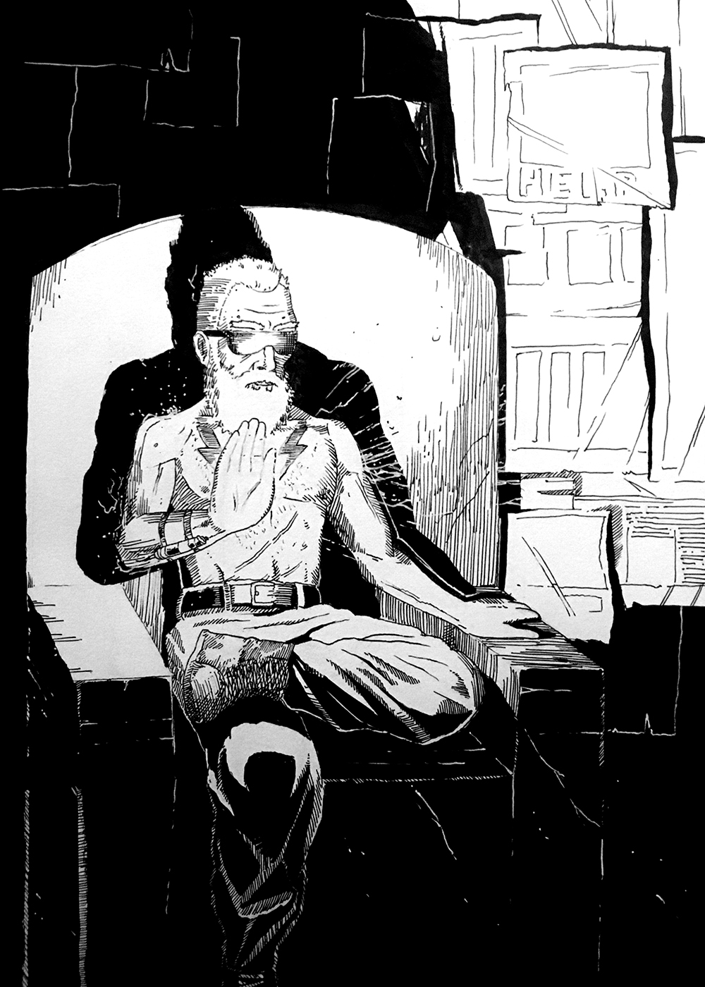 the Strongest. Traditional artwork by Neil Saldana-O'Brien.
