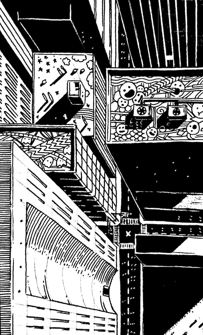 Collage Roofs Web. Traditional artwork by Neil Saldana-O'Brien.