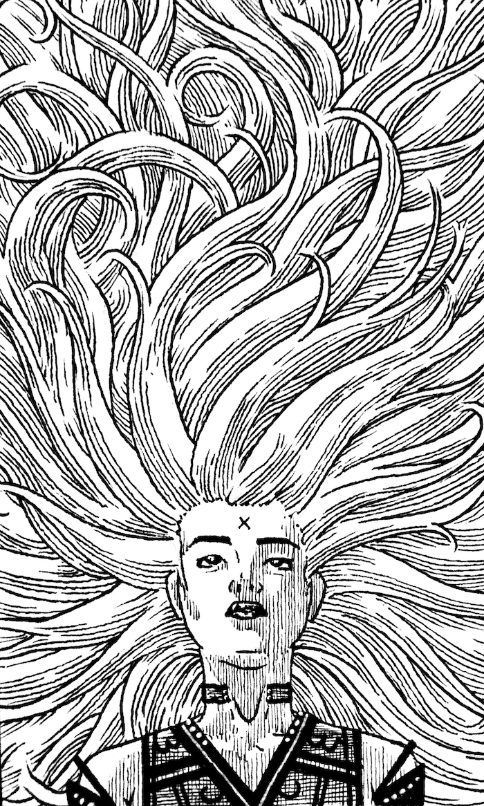 A Thousand Curls Web. Traditional artwork by Neil Saldana-O'Brien.