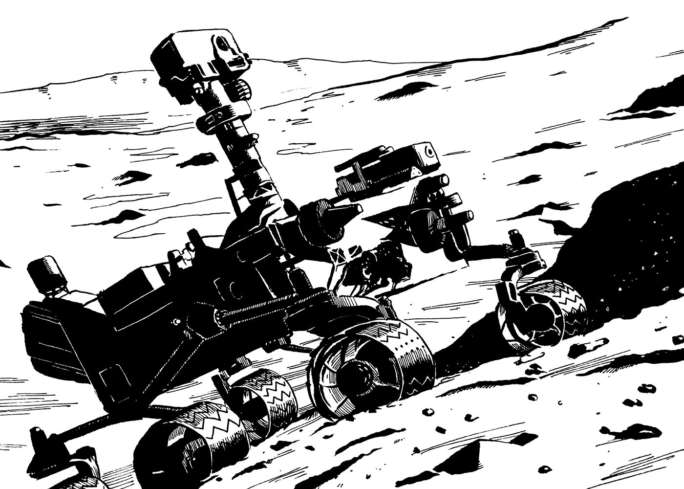 Lonely Rover. Traditional artwork by Neil Saldana-O'Brien.
