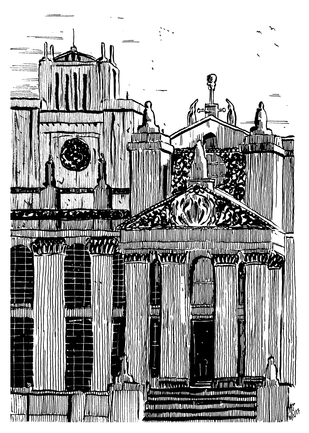 Blenheim Palace. Traditional artwork by Neil Saldana-O'Brien.