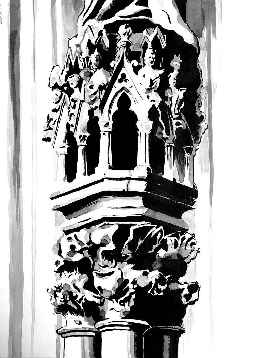 Freiburg Im Breisgau Study. Traditional artwork by Neil Saldana-O'Brien.