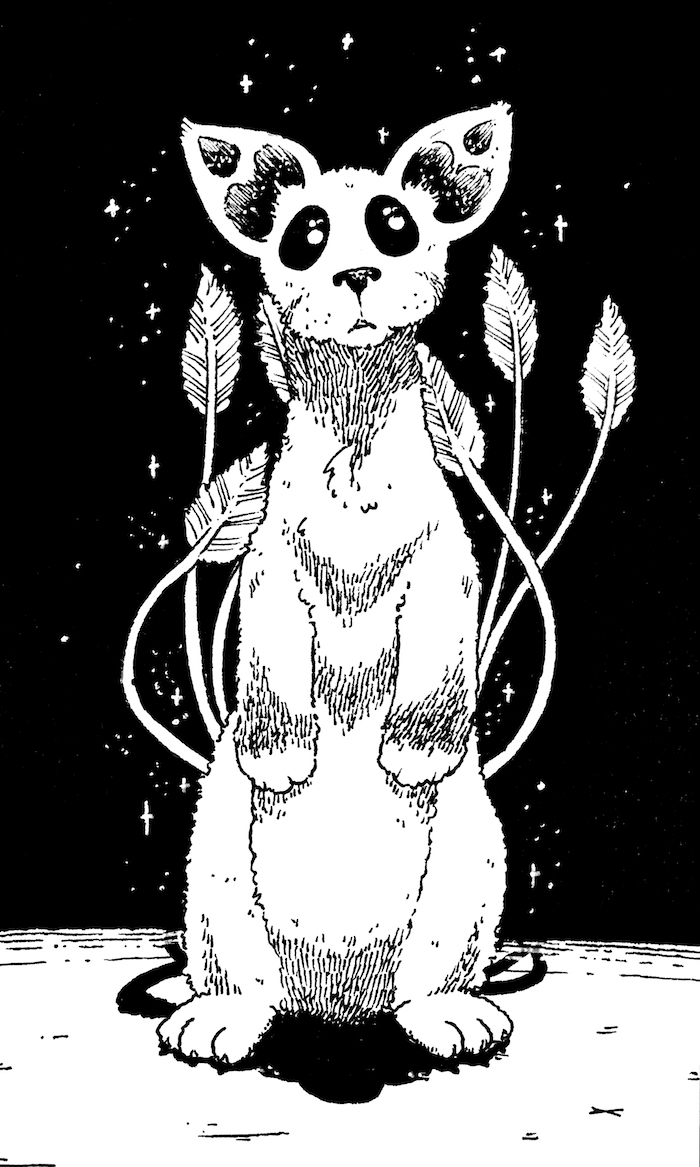 Hex the Cat Web. Traditional artwork by Neil Saldana-O'Brien.