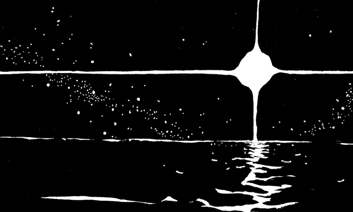 Ocean Moonrise Web. Traditional artwork by Neil Saldana-O'Brien.