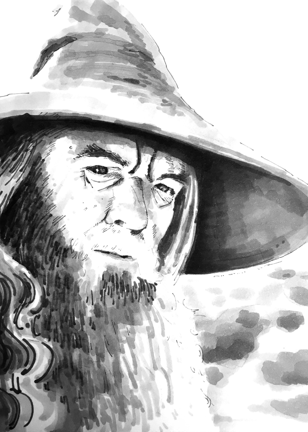 Gandalf. Traditional artwork by Neil Saldana-O'Brien.