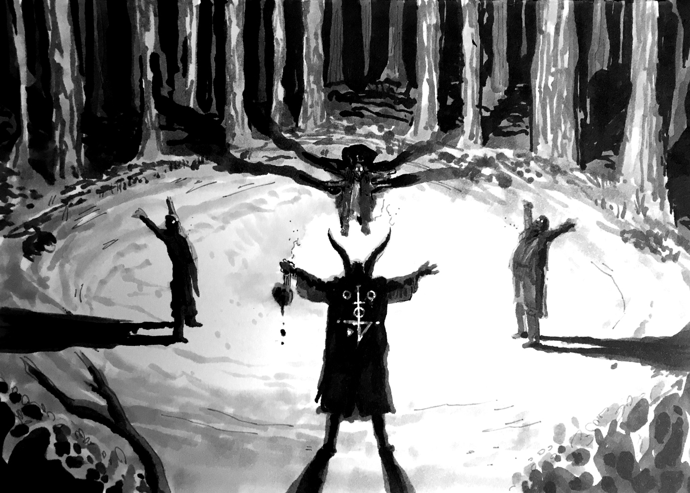Seance. Traditional artwork by Neil Saldana-O'Brien.