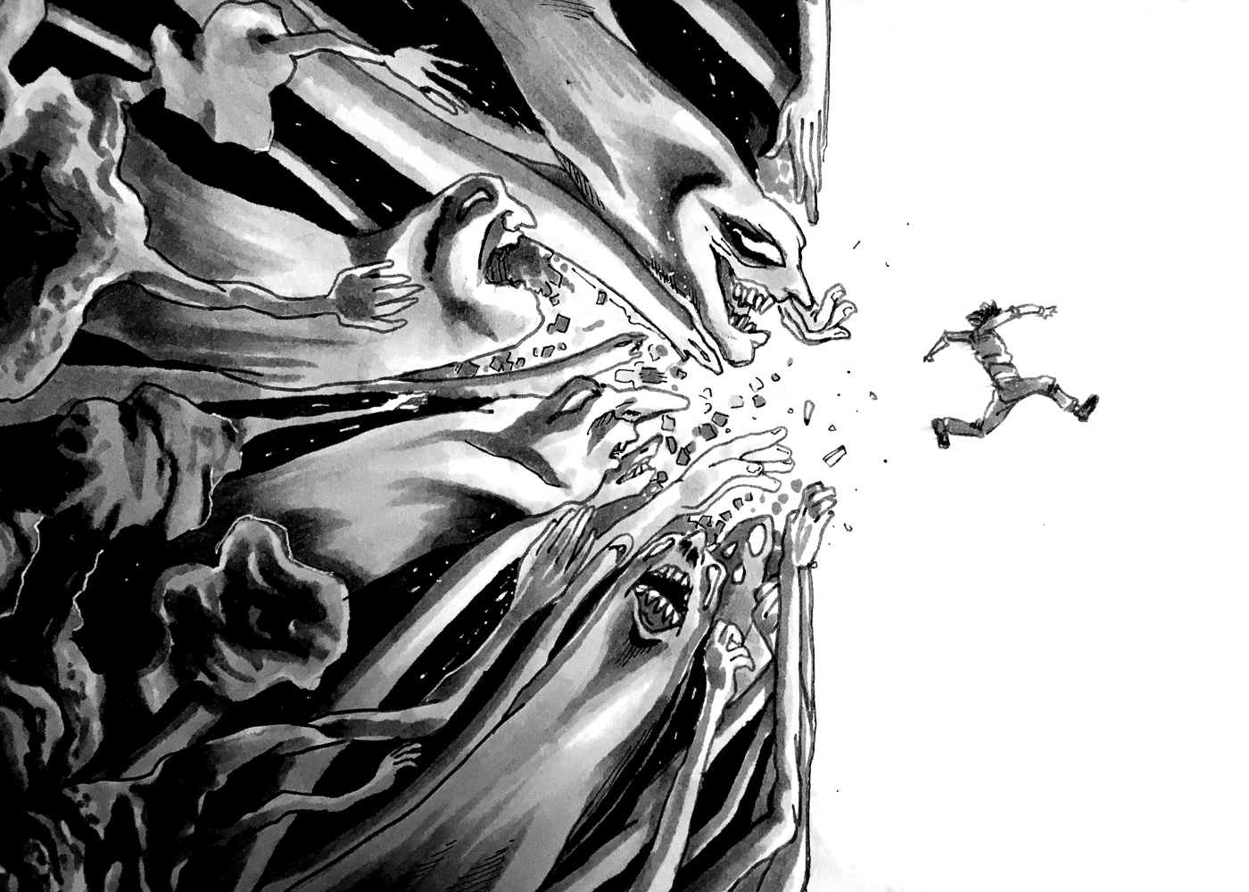 Escape. Traditional artwork by Neil Saldana-O'Brien.