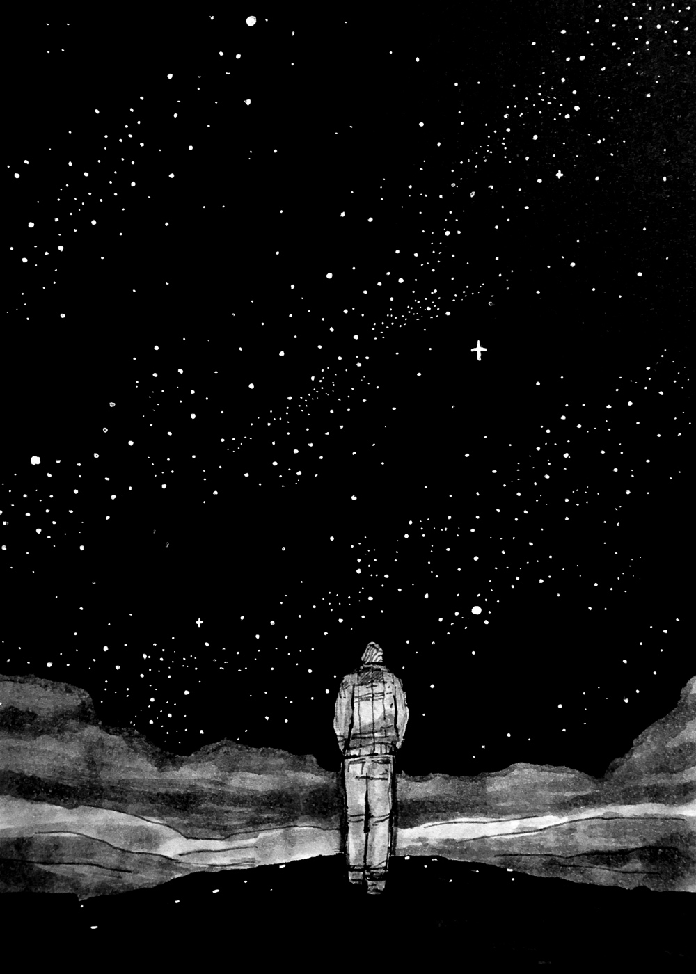 Night Sky. Traditional artwork by Neil Saldana-O'Brien.