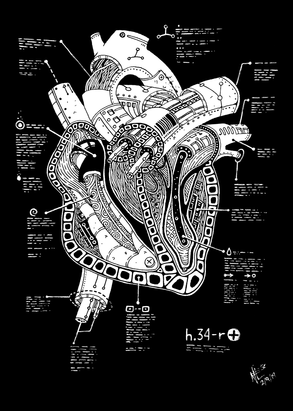 Heart. Traditional artwork by Neil Saldana-O'Brien.