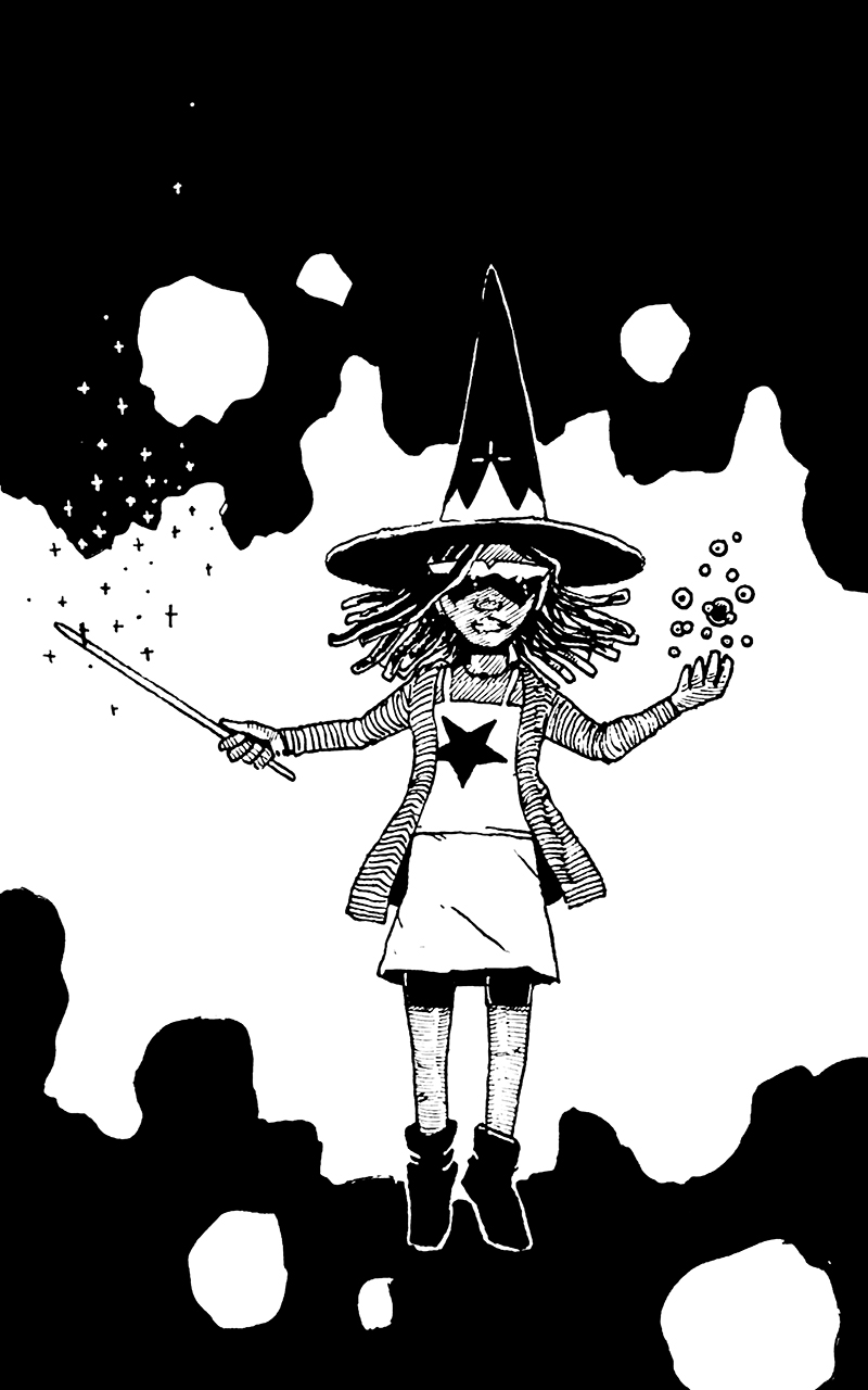 Young Witch. Traditional artwork by Neil Saldana-O'Brien.