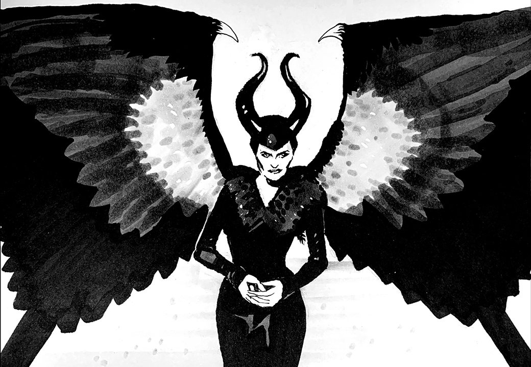 Maleficent. Traditional artwork by Neil Saldana-O'Brien.