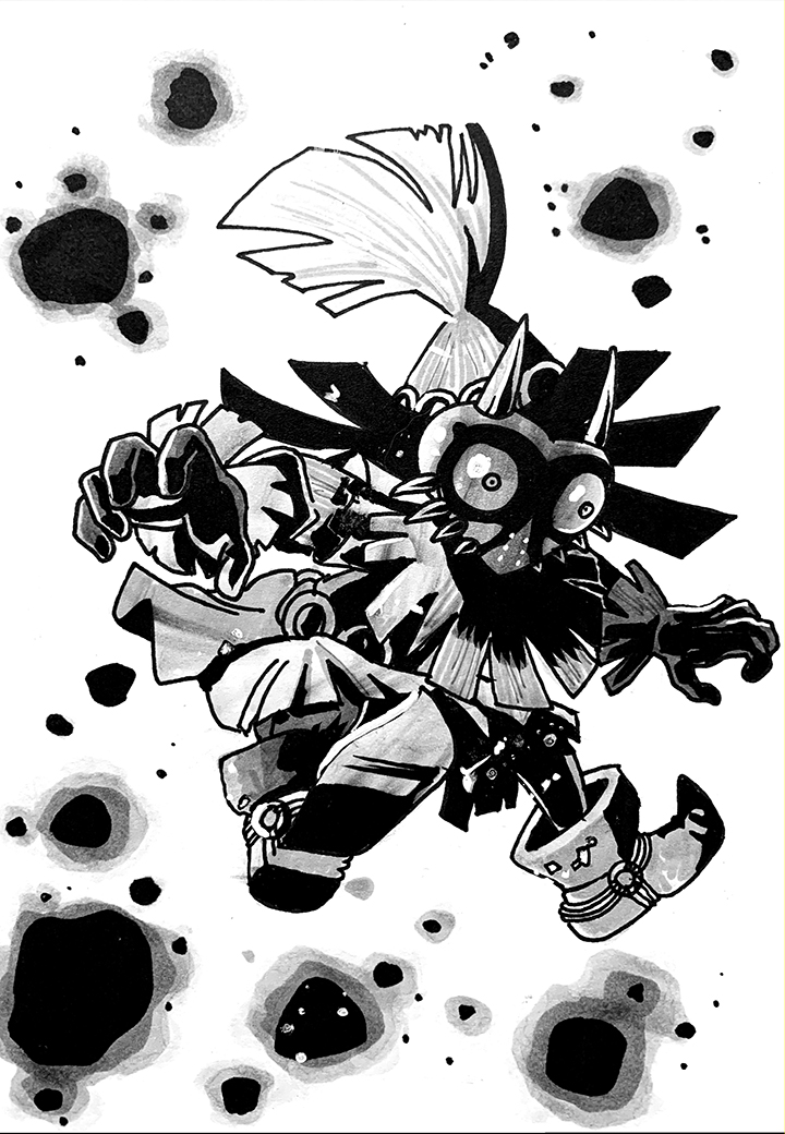 Skull Kid. Traditional artwork by Neil Saldana-O'Brien.