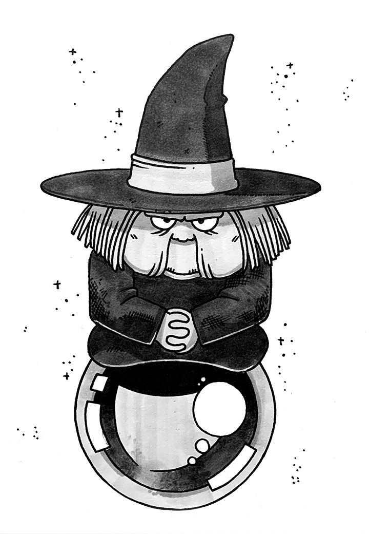 Fortuneteller Baba. Traditional artwork by Neil Saldana-O'Brien.