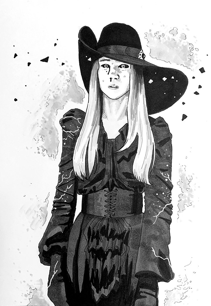 Supreme Witch. Traditional artwork by Neil Saldana-O'Brien.