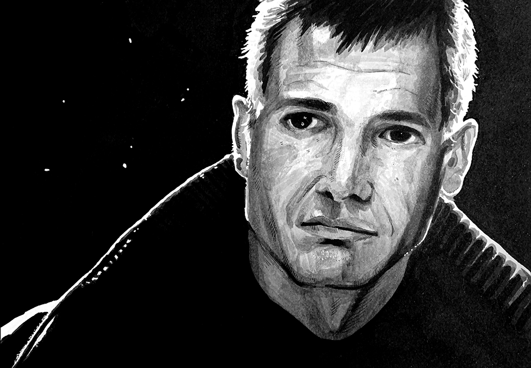 Rick Deckart. Traditional artwork by Neil Saldana-O'Brien.
