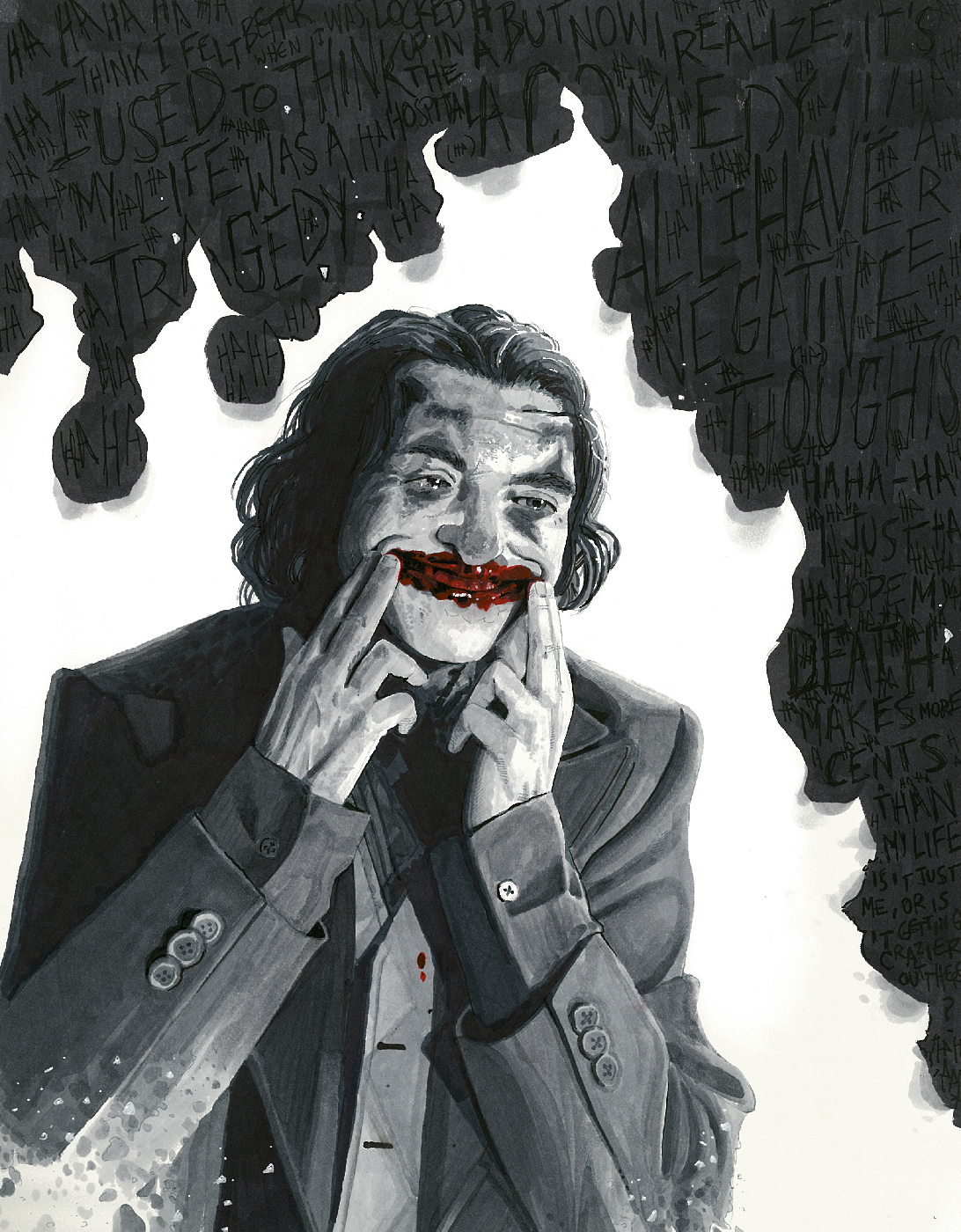 The Rebirth of Arthur Fleck. Traditional artwork by Neil Saldana-O'Brien.